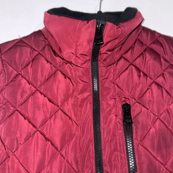 Andrew Marc Womens Quilted Burgundy Zip-Up Vest M Polyester & Spandex - Picture 5 of 9